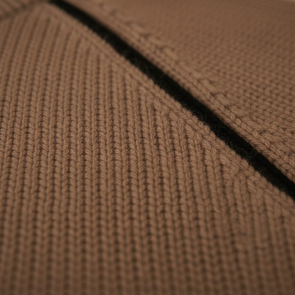 Kasjmier Trui Mokka met Zwarte Accenten