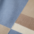 Kasjmier Trui in Blokpatroon Blauw-Beige