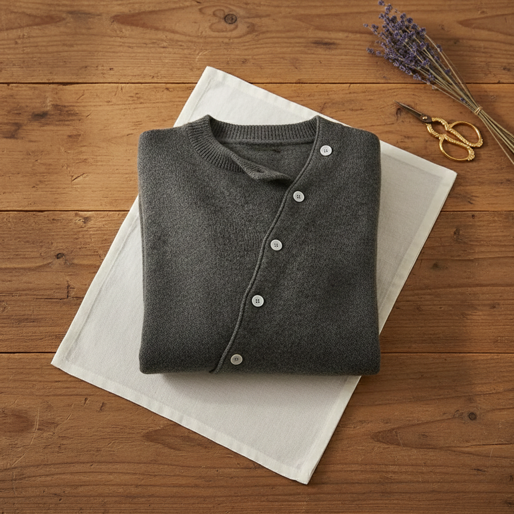 Kasjmier Cardigan met Schuine Knoopsluiting