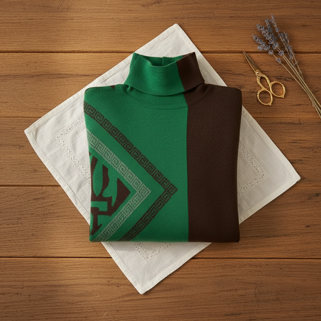 Kasjmier Trui Oranje met Grafische Details